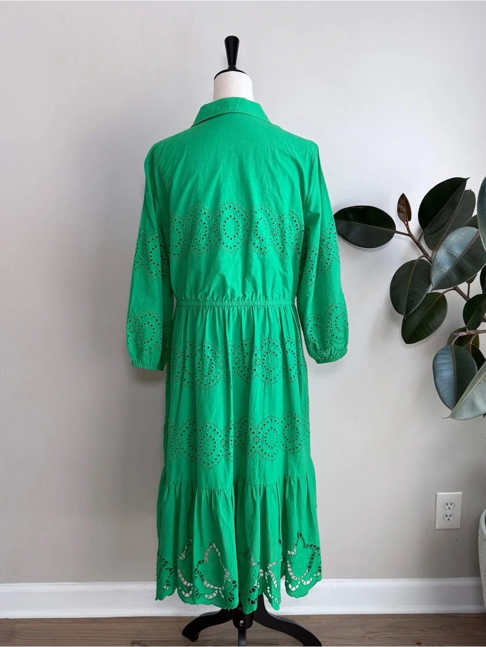 Talbots Eyelet Puff Sleeve Poplin Shirtdress 12 - Picture 8 of 10